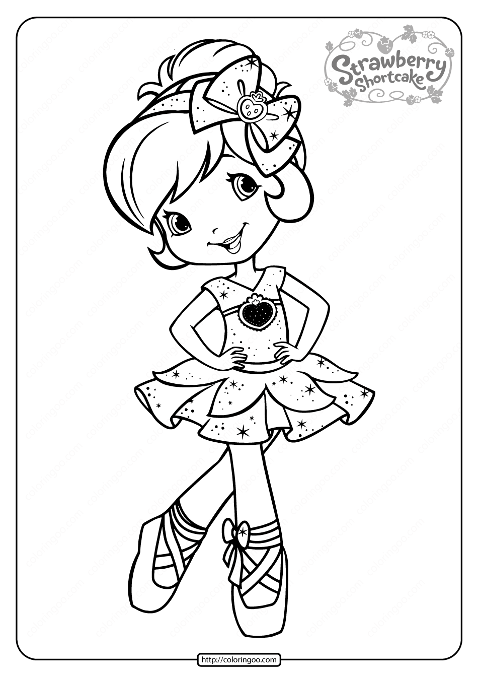 Free printable strawberry shortcake coloring page