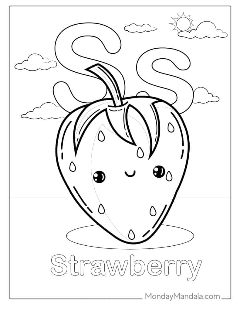 Strawberry coloring pages free pdf printables