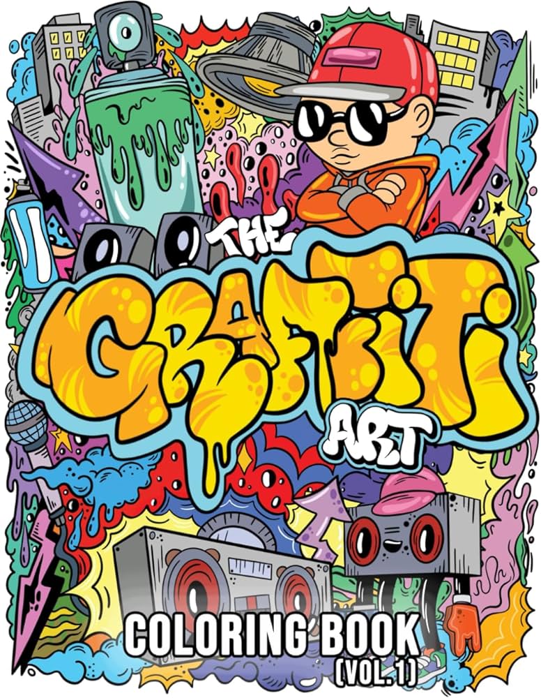 The graffiti art coloring book vol cool graffiti art coloring book for adults and teens with original street art drawings graffiti letters fonts characters and much more press minelli