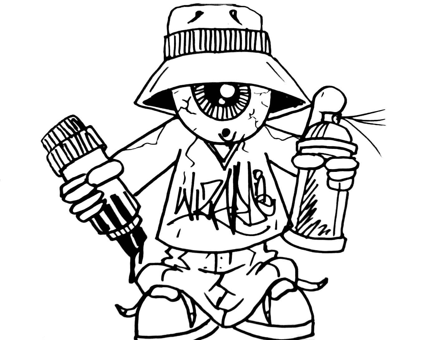 Graffiti coloring pages for teens and adults