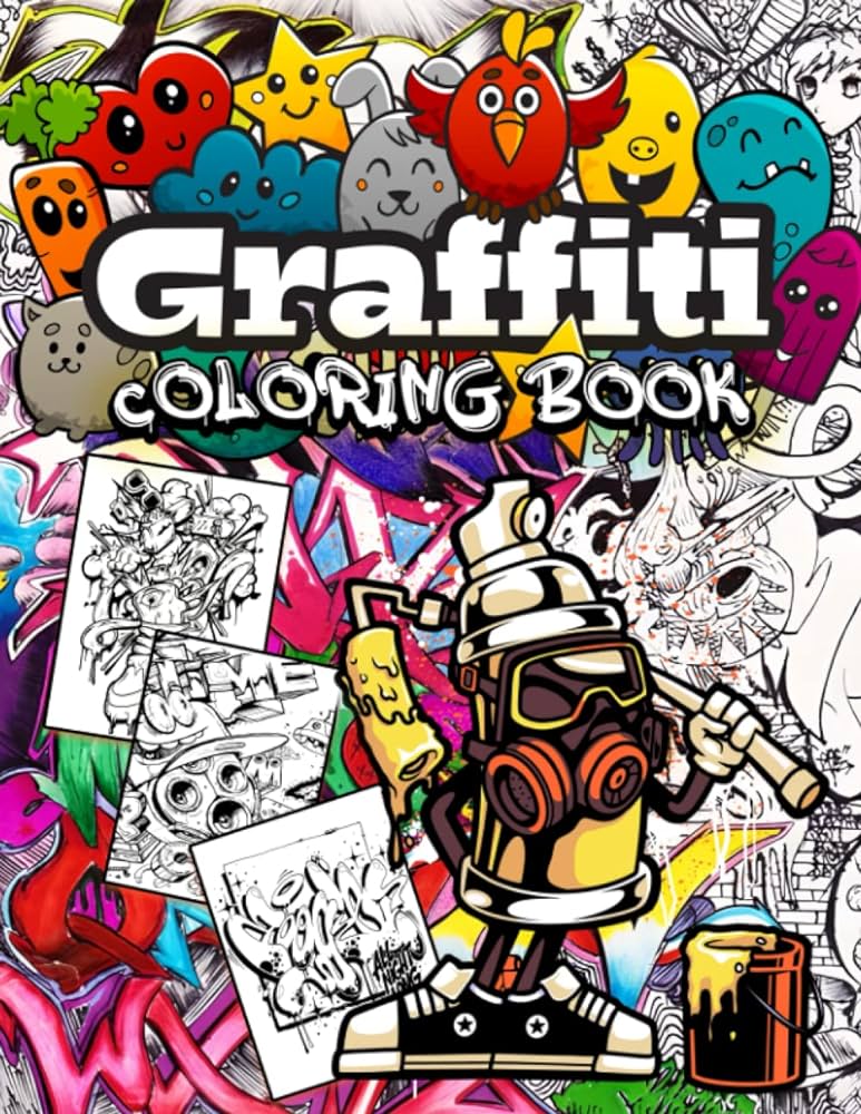 Graffiti coloring book fun street art coloring pages with graffiti street art such as letters drawings fonts color karen books