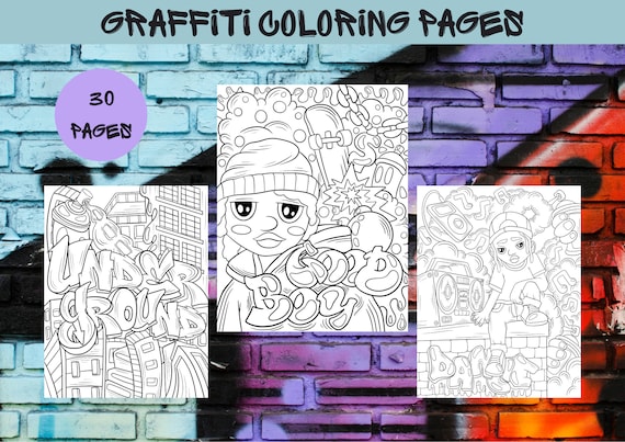 Graffiti coloring pages for adults printable pages cool graffiti art coloring book fun street art coloring pages