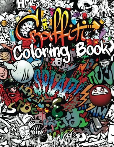 Graffiti coloring book fun street art coloring pages with graffiti street art such as letters drawings fonts patterns to color with easy for teenagers and adults who love street art