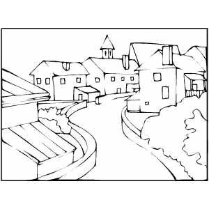 Curved town street coloring page coloring books art template coloring pages