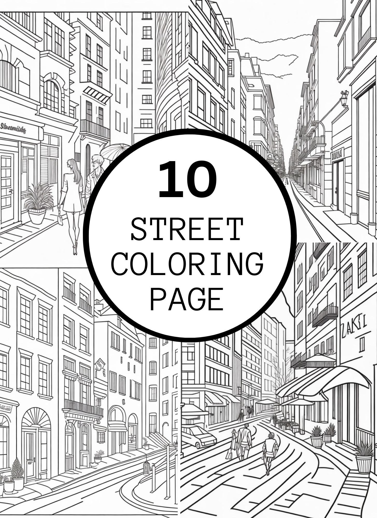 Realistic street coloring pages for kids and adults made by teachers