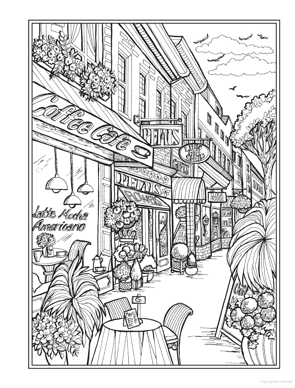 Creative haven main street coloring book detailed coloring pages coloring book art creative haven coloring books