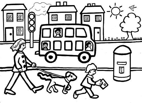 City street colouring sheet teaching resources