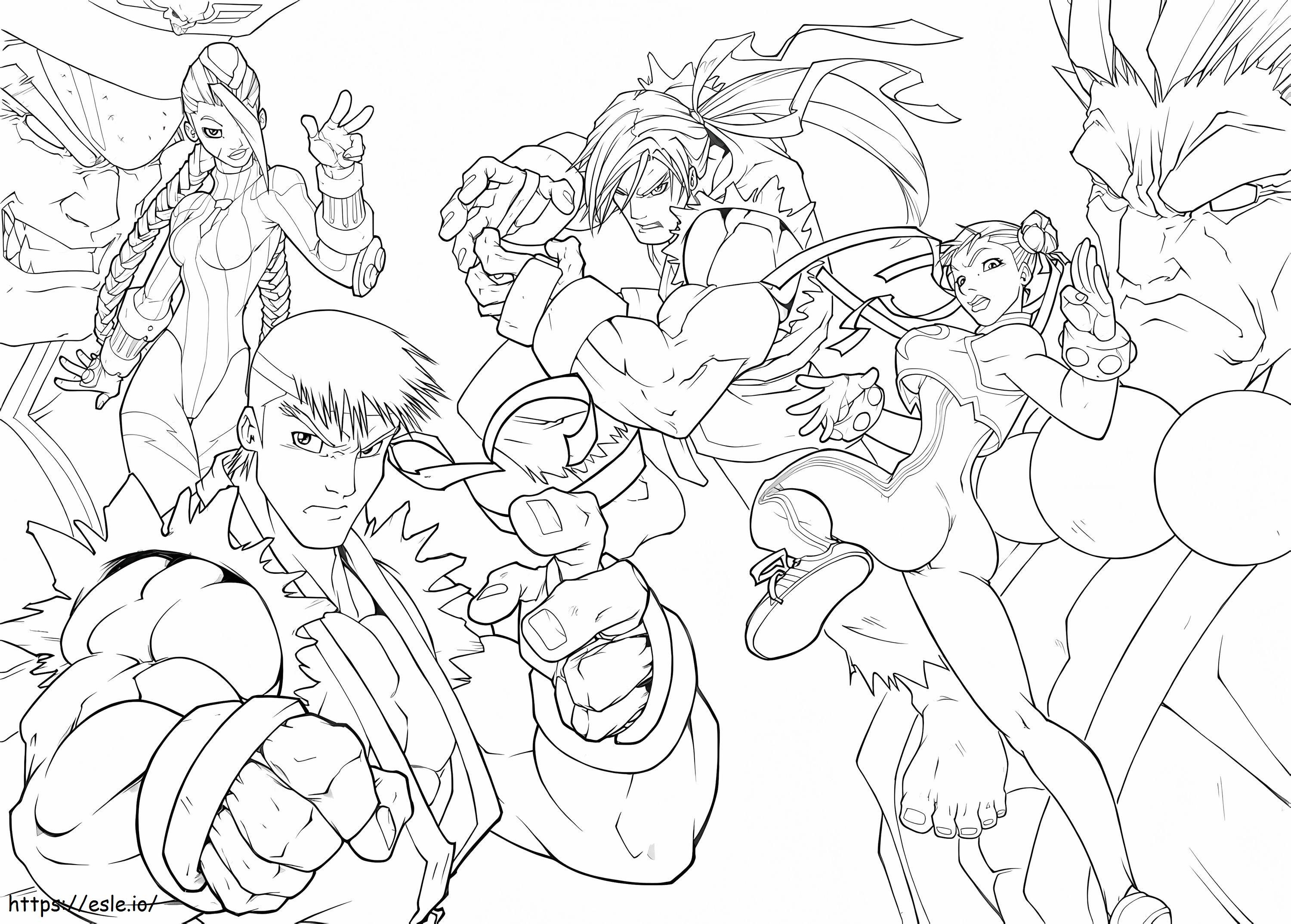 Characters from street fighter coloring page