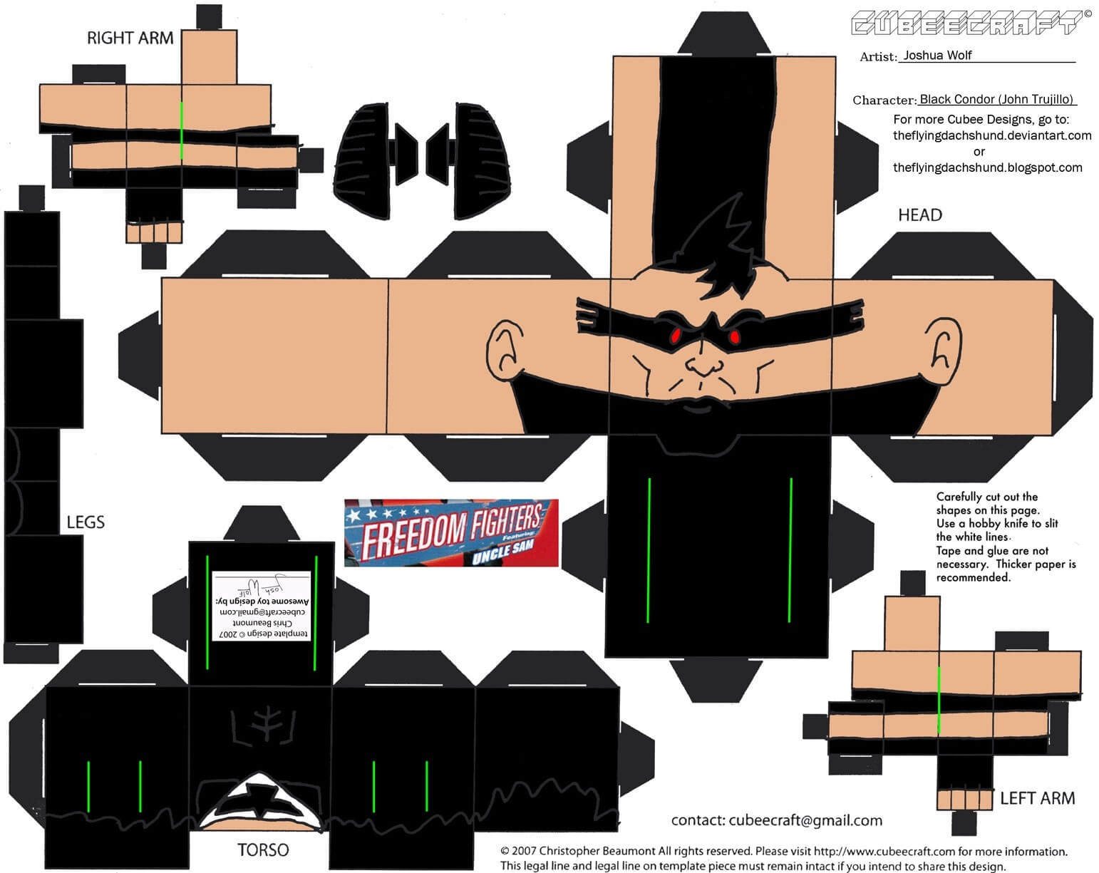 Black condor from freedom fighters paper toy free printable papercraft templates