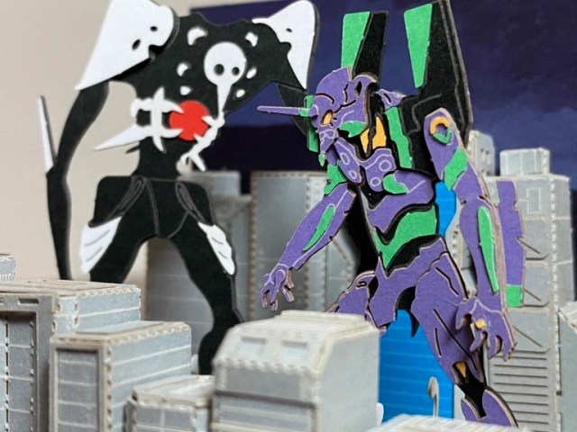 With evangelion movie delayed its time to make your own papercraft eva fight sceneãphotosã