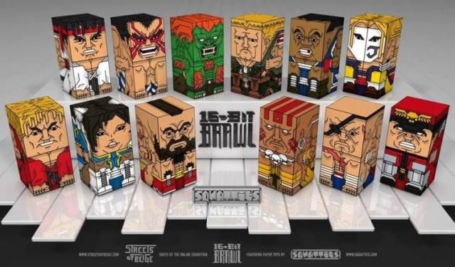 Stylish street fighter paper toys by squatties