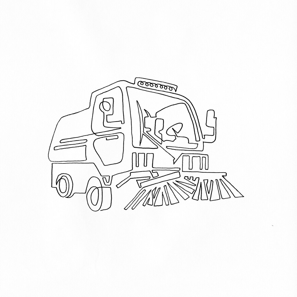 A single line drawing of a street sweeper a single line drâ