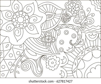 Painting adult anti stress coloring page stock vector royalty free