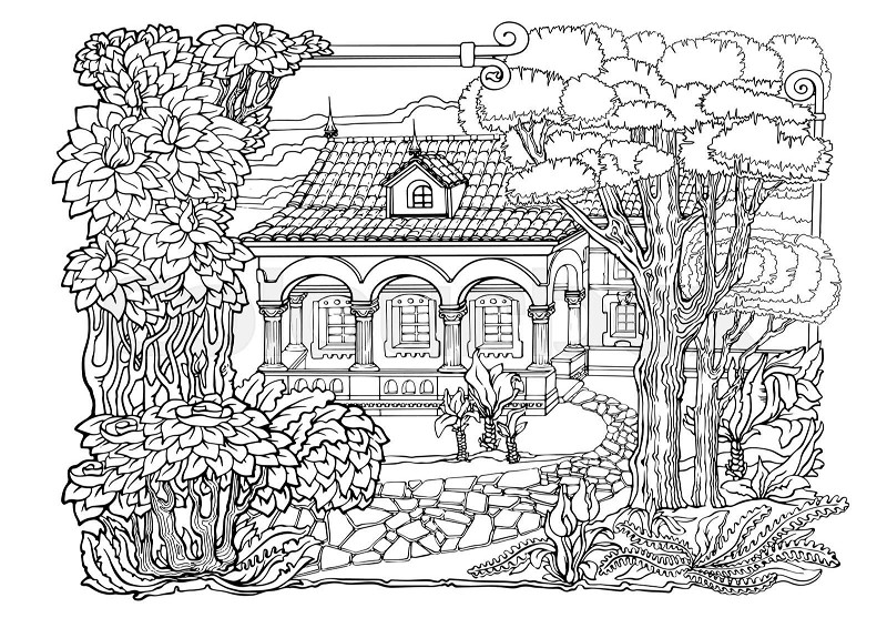 Romantic old town coloring pages anti