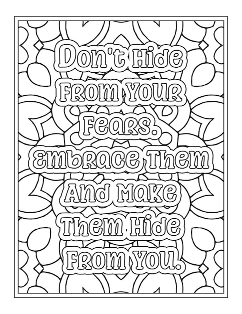 Premium vector stress relief quotes coloring book