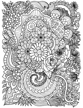 Stress relief coloring pages zen tangle doodle coloring pages tpt