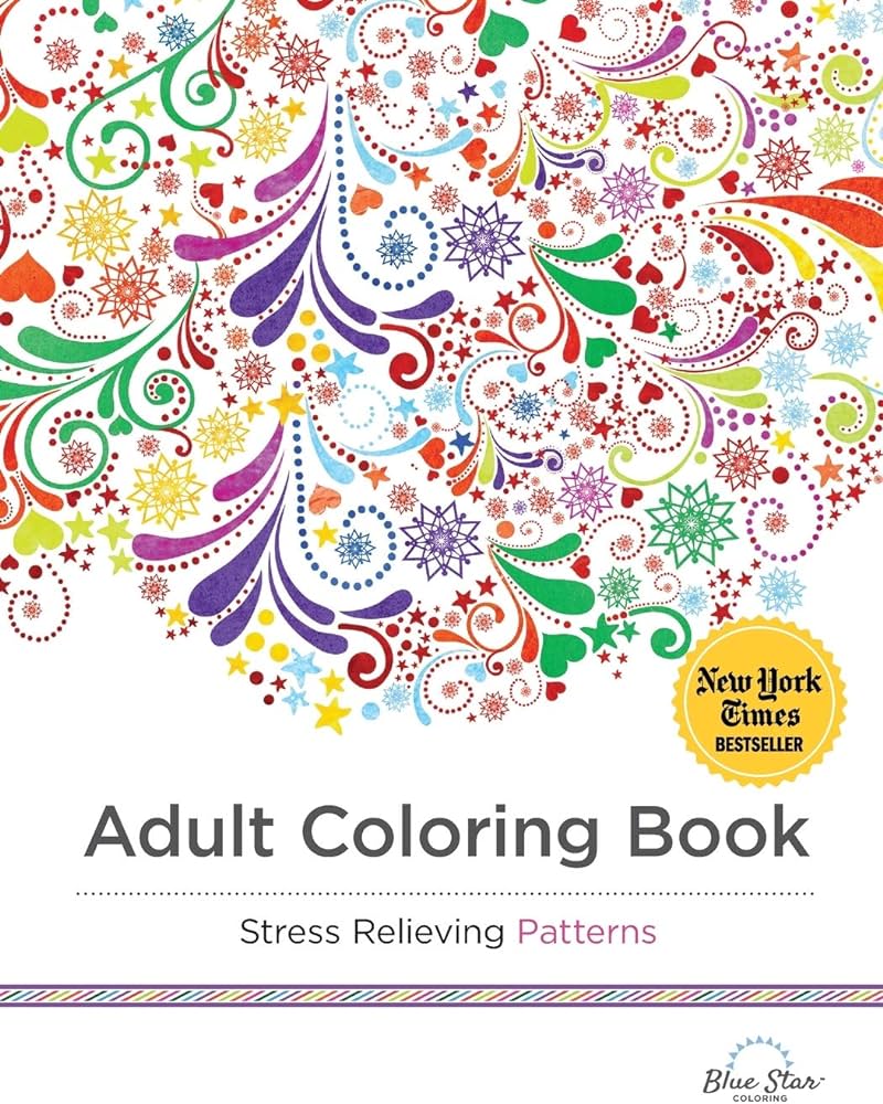 Adult coloring book stress relieving patterns blue star coloring adult coloring books team books