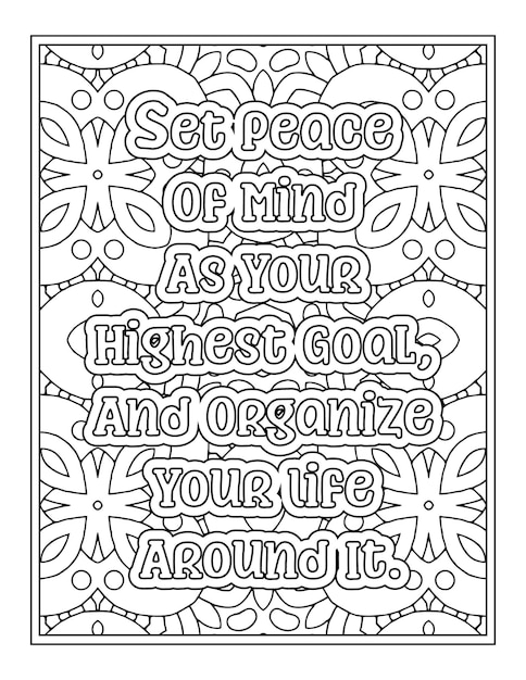 Premium vector stress relief quotes coloring book