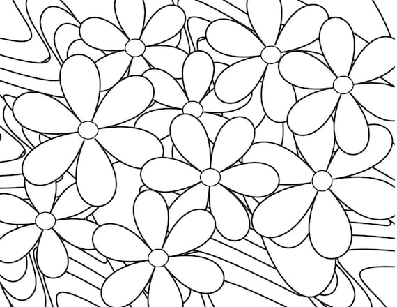 Stress buster coloring page flowers flowers every where by ray horner jr adult color fun instant digital coloring page