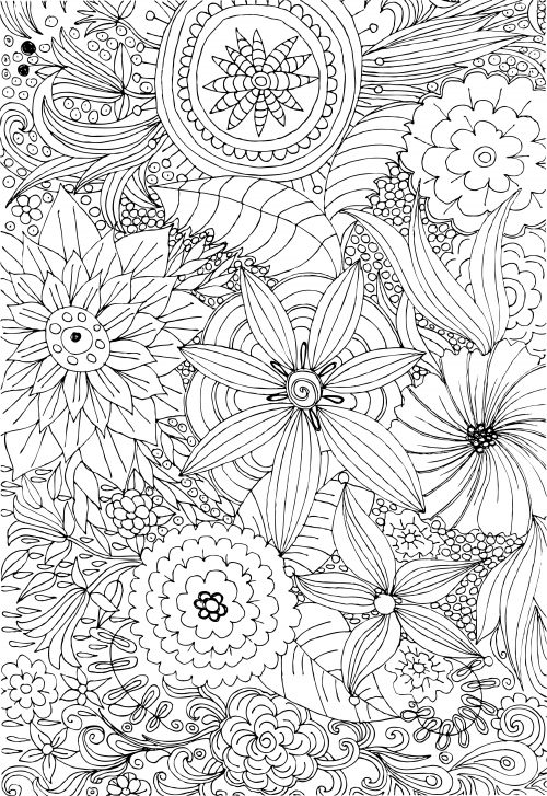 Advanced flower coloring pages