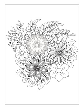 Flowers coloring pages for adults stress relief coloring book for print