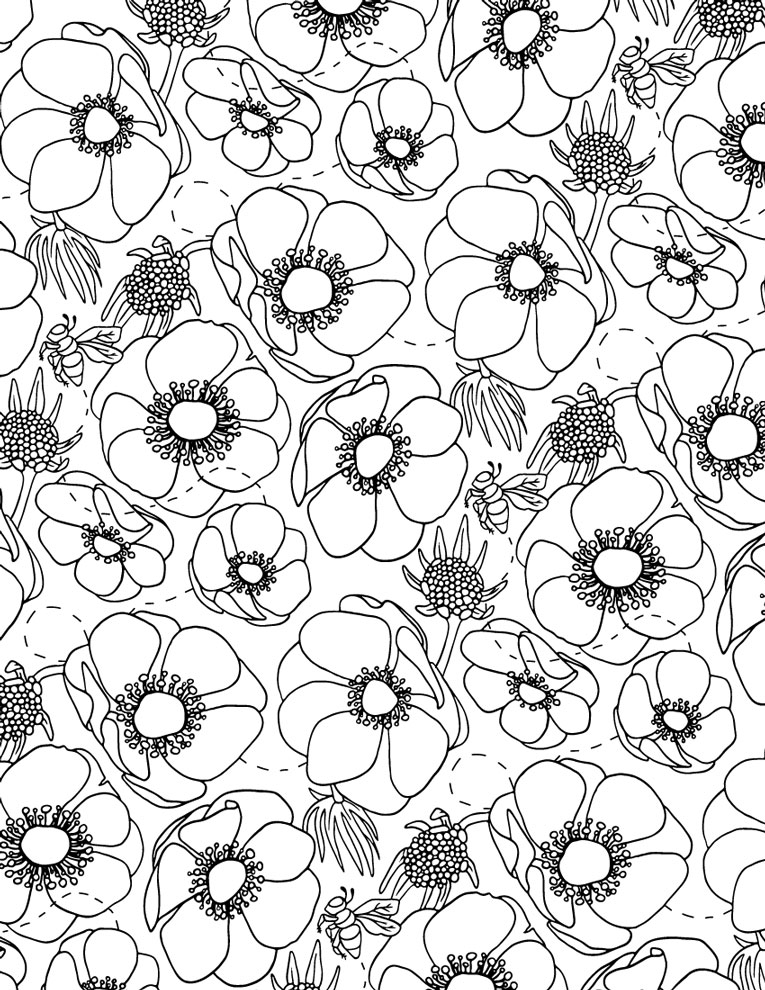 Adult coloring book stress relieving flower patterns