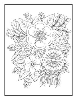 Zen tangle doodle flowers stress relief coloring pages for adults and kids