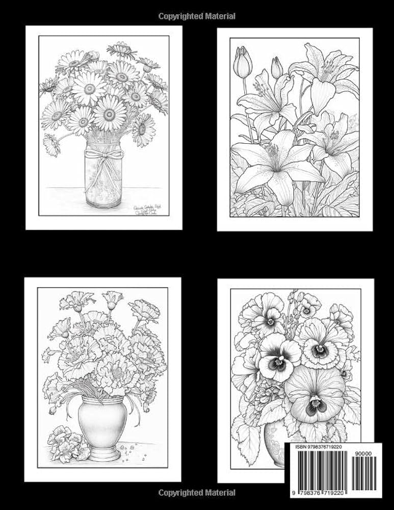 Majestic flowers coloring book relaxing blooms coloring book for adults with flower patterns bouquets wreaths swirls decorations for anxiety and stress relief mindfulness and relaxation publishing floral summer books