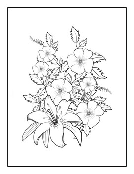 Flowers coloring pages for adults stress relief coloring book for print