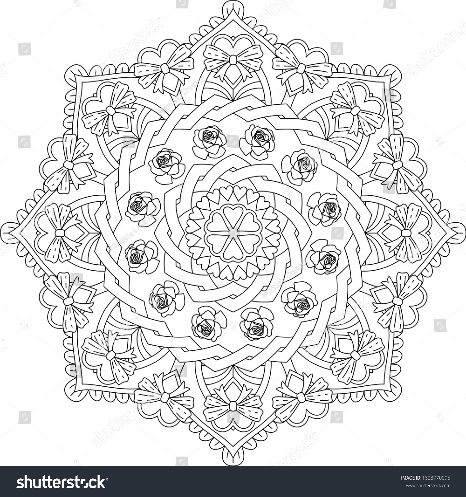 Mandala art meditation color therapy adult stock illustration