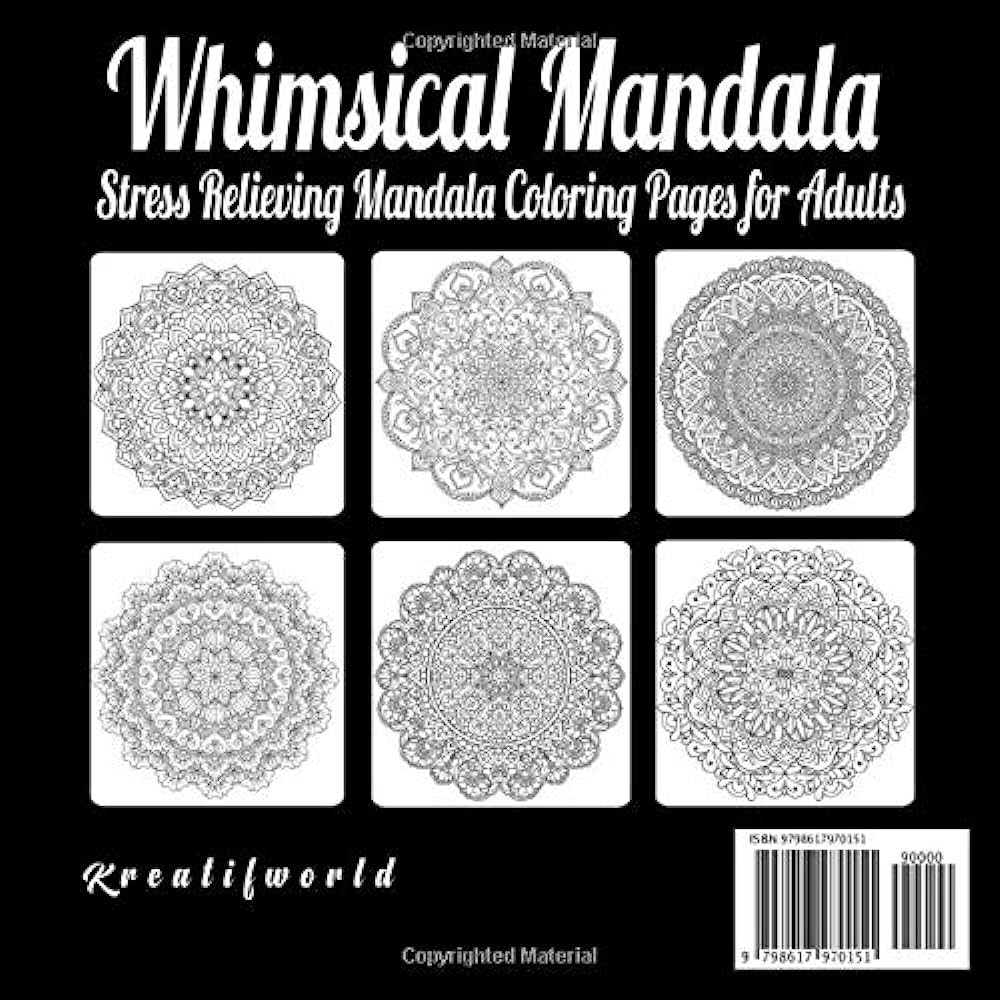 Adult coloring book whimsical mandalas relaxing mandala coloring page for adults relaxation stress relief and alternative meditation kreatifworld books