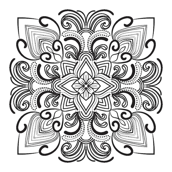 Mandala coloring page stress relief draw drawing paper digital file download adult kids education art project school work geometric art