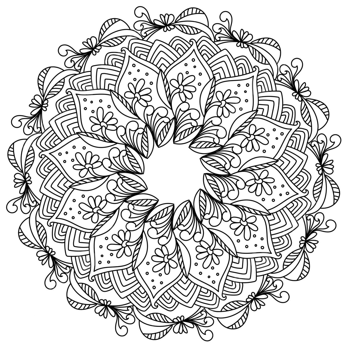 Stress Relief Coloring Pages, Zen Tangle Doodle Coloring Pages