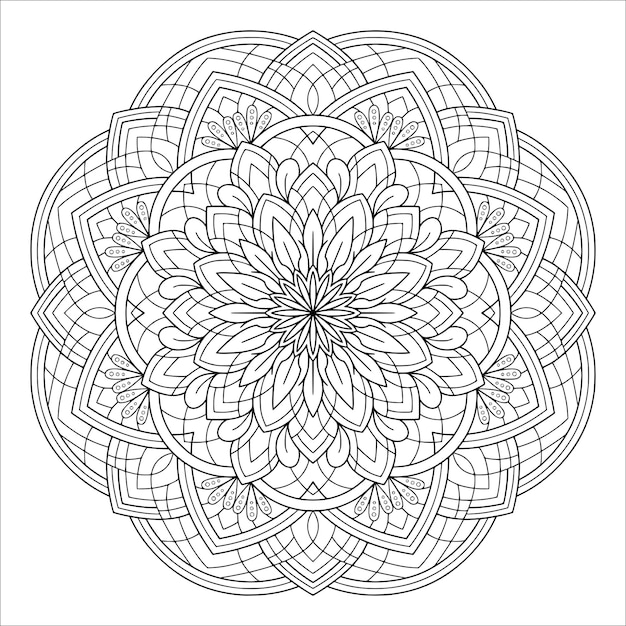 Premium vector outline mandala pattern antistress coloring pages for adult hand drawn illustration