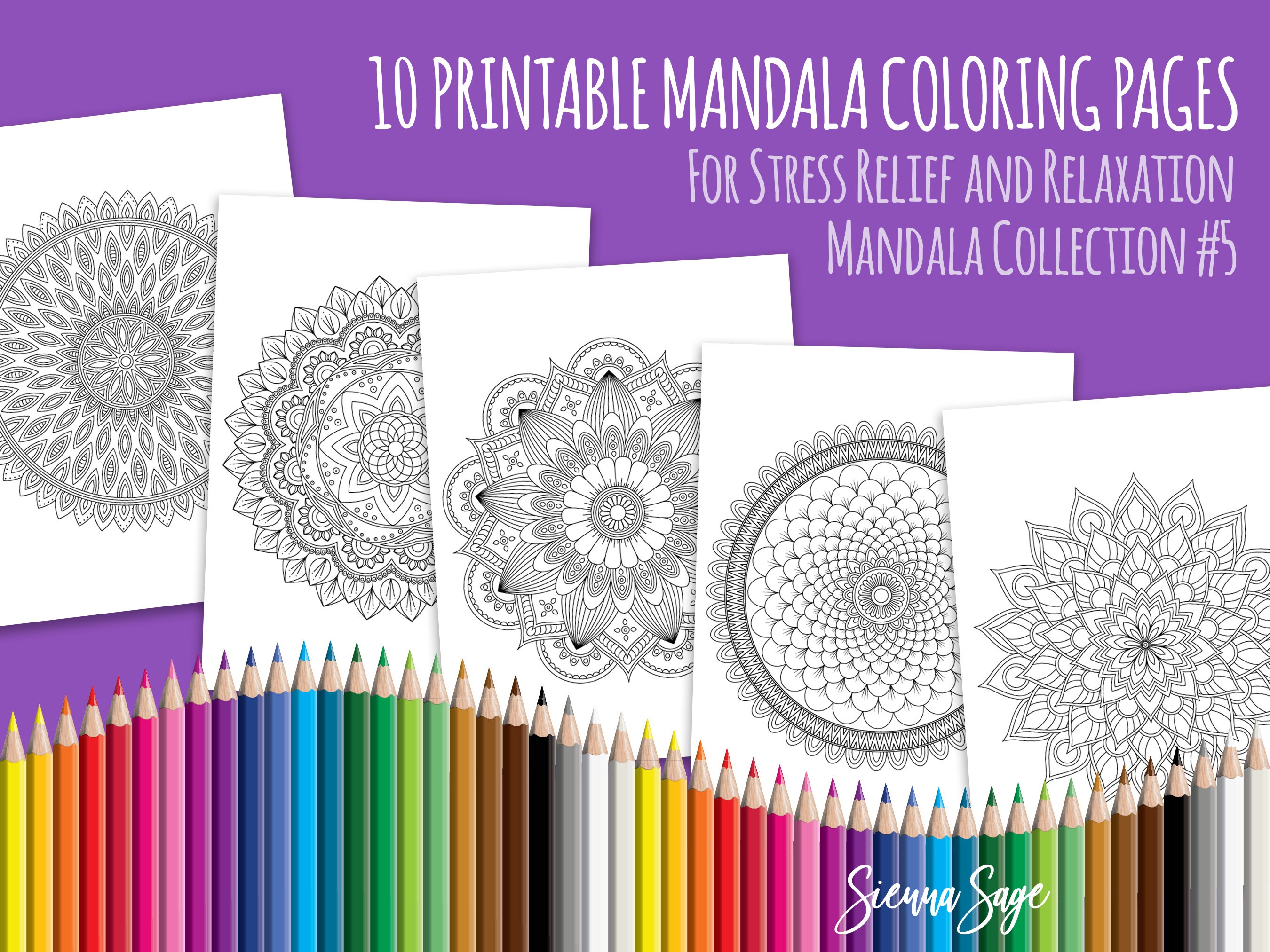 Mandala collection adult coloring pages for stress relief and relaxation instant download pdf edition