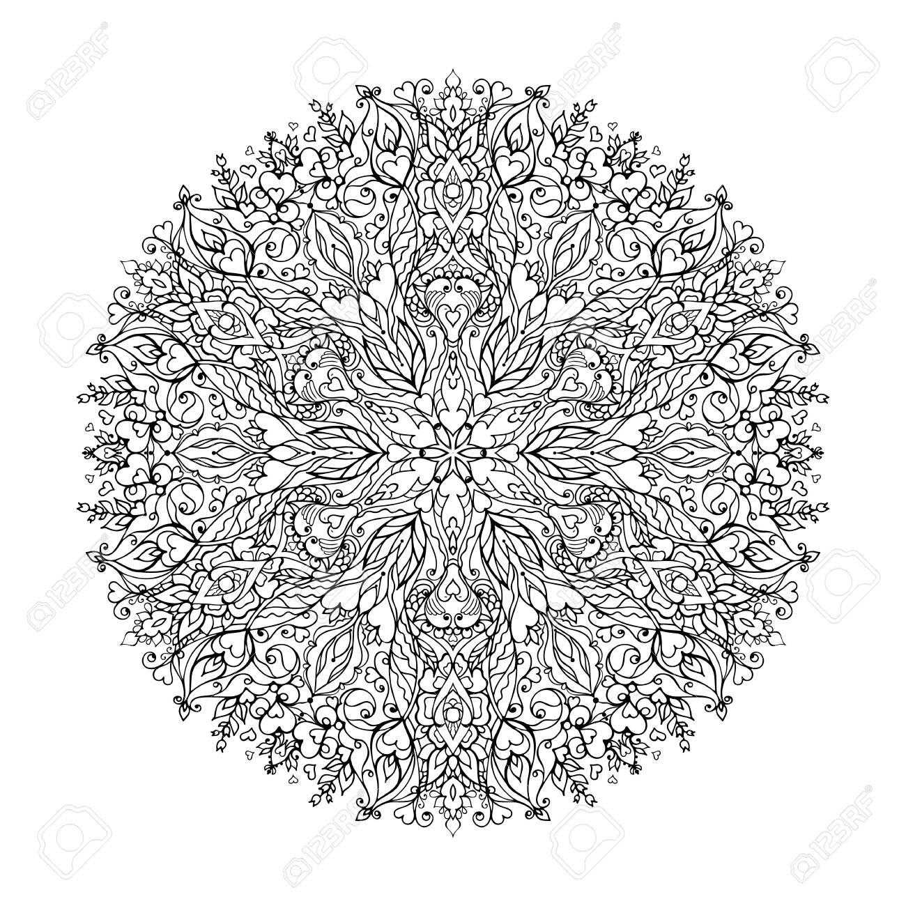 Mandala art for meditation color therapy adult coloring pages stress relief and relaxation valentine version with heart shape for valentines day gift royalty free svg cliparts vectors and stock illustration image