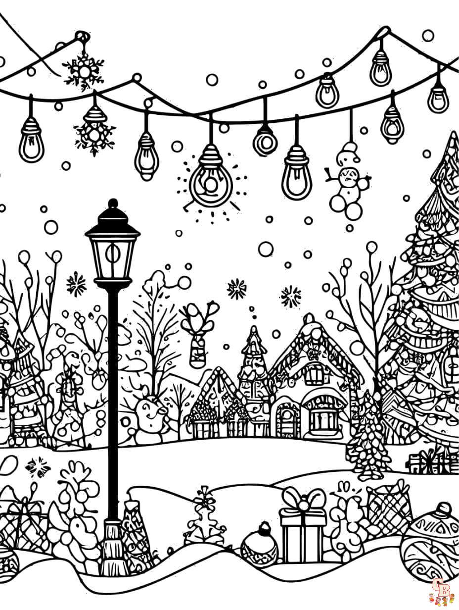 Christmas lights coloring pages