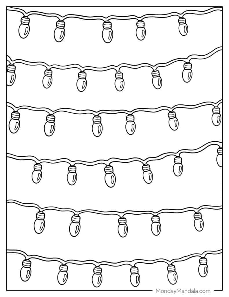 Christmas lights coloring pages free pdf printables