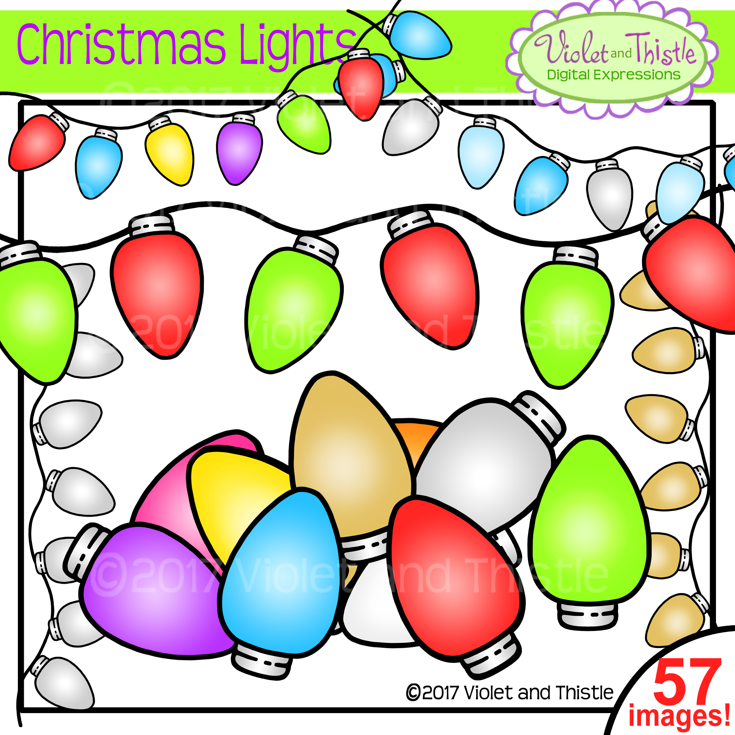 Christmas lights clipart traditional colors string strand clip art retro old fashioned lights bulbs made by teachers