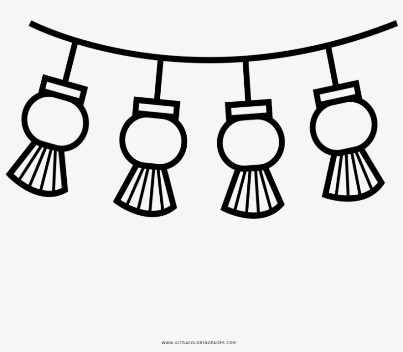 Chinese string lights coloring page