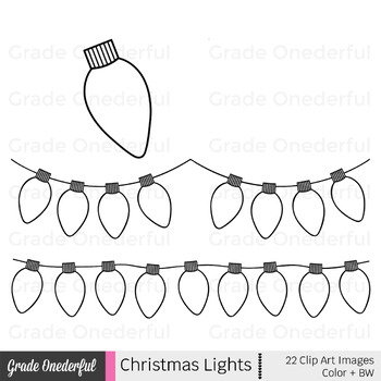 Christmas lights clip art in rainbow colors by grade onederful tpt