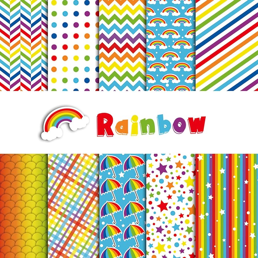 Morcheiong sheets rainbow pattern paper set a size colorful decorative paper for diy craft card making scrapbook decoration styles arts crafts sewing