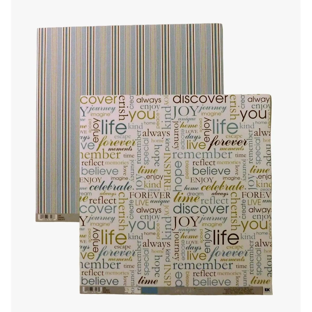 Life beauty scrapbook paper x words floral stripes sheets junk journal