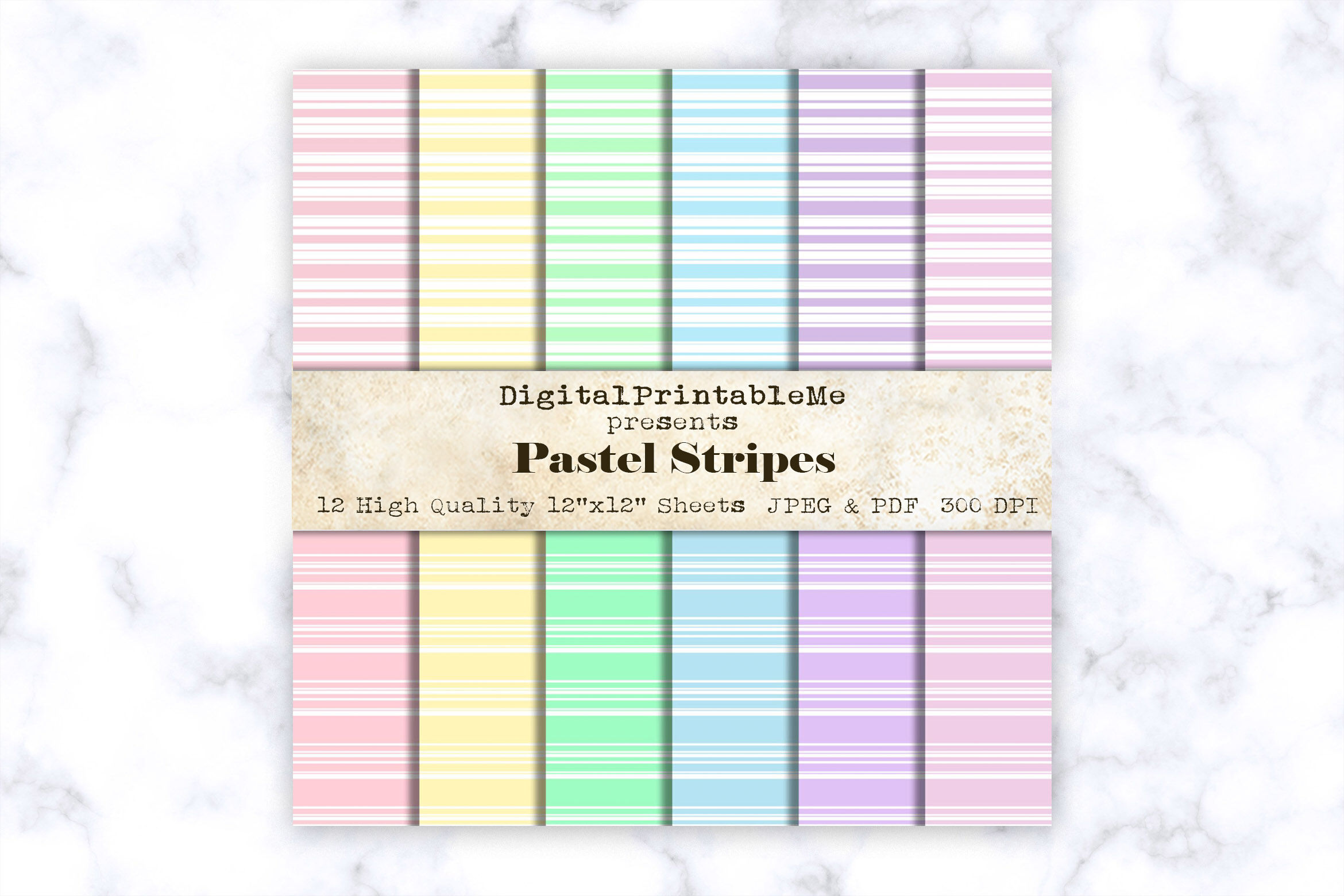 Pastel stripe digital paper pastel white pattern x scrapbook by digitalprintableme