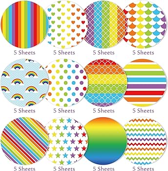 Whaline rainbow color paper set colorful heart star stripe wave pattern craft scrapbook paper double