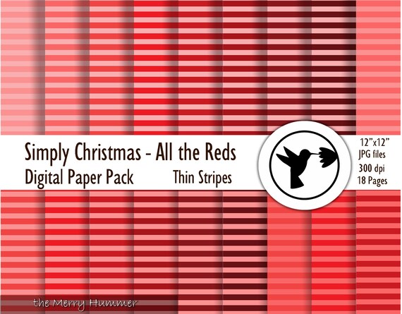 Christmas digital paper red striped color coordinating papers instant download supply for decorations stationery crafts scrapbooking