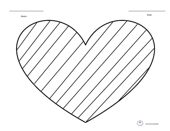 Valentines day striped big heart coloring page