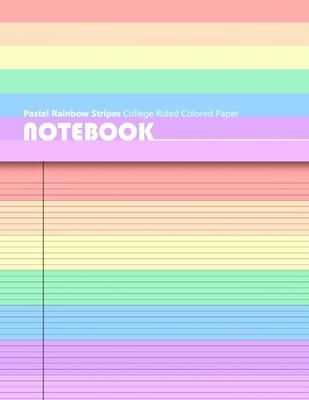 Pastel rainbow stripes college ruled colored paper notebook blank lined journal with colorful decorative pages for journaling handwriting crafting scrapbooking