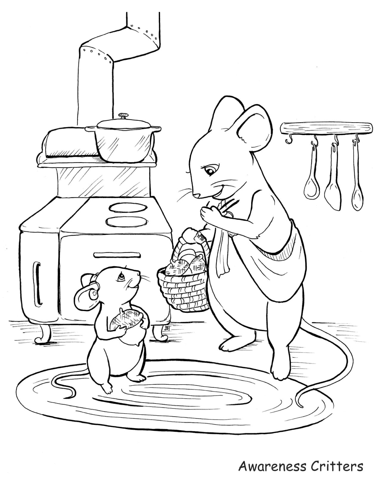 Awareness critters hearing aid coloring page