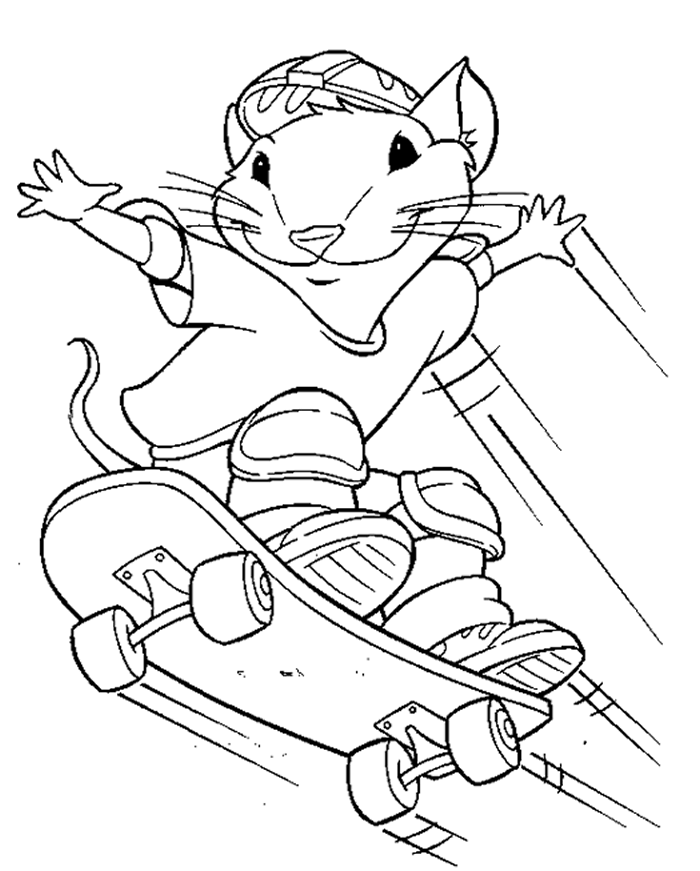 Download or print this amazing coloring page stuart on skateboard stuart little coloring paâ o pequeno stuart little pãginas para colorir desenhos para colorir